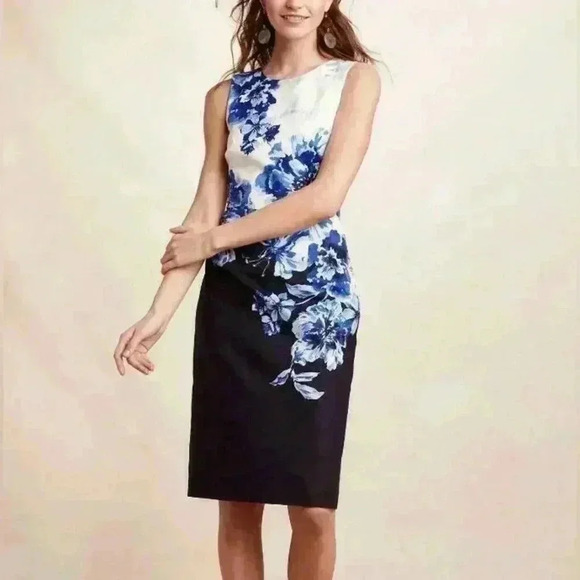 Anthropologie Maeve Vanda Sheath Sleeveless fitted Floral Dress SIZE 2 - Picture 1 of 6